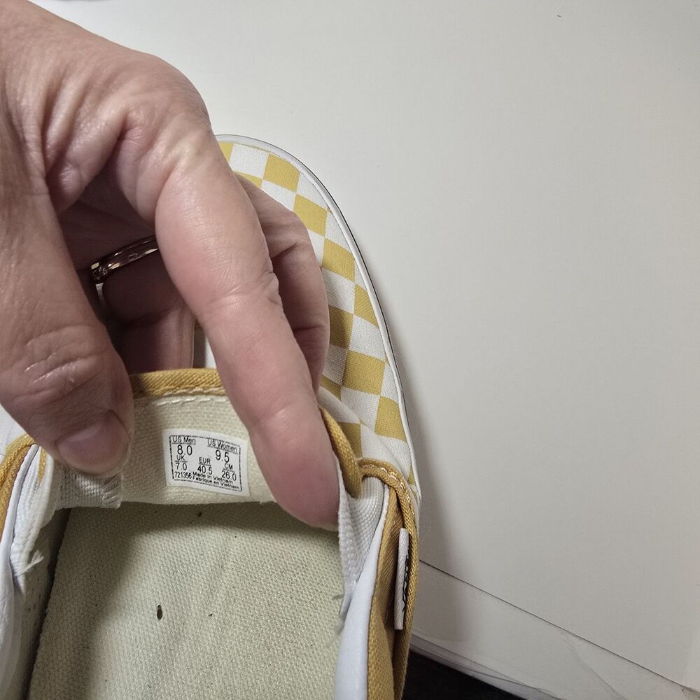 Vans Classic Slip On Color Theory Checkerboard Golden Glow Size 8 Mens - Picture 4 of 5